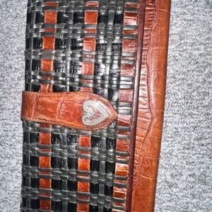 Brighton Black and Brown Leather Woven Wallet